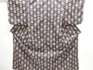 大正ロマン　抽象花模様織出し銘仙着物